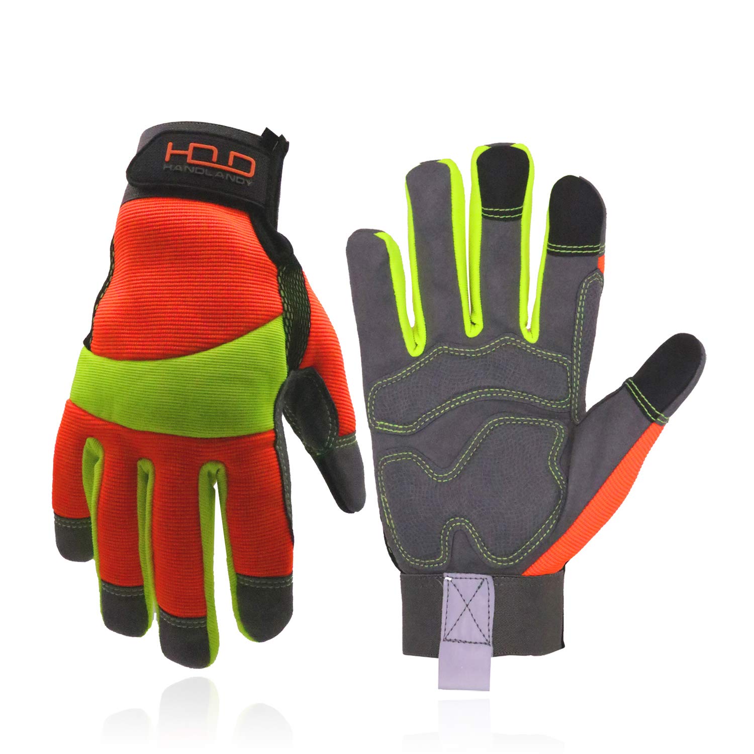 HANDLANDY Anti Vibration Gloves, Special Safety Work Gloves with Hi-vis Reflecti...