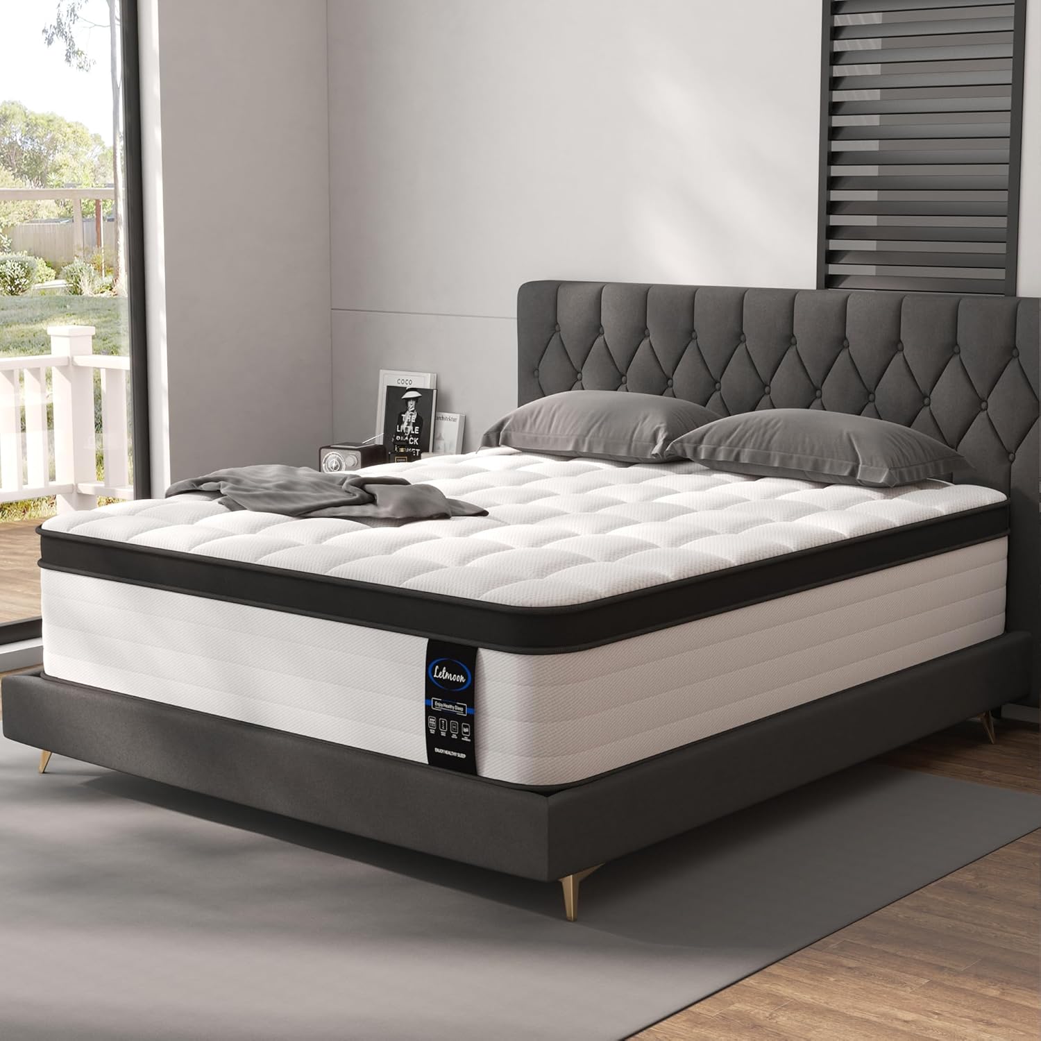 King Size Mattress, 10 Inch Hybrid King Mattress in a Box, Medium Firm Memory Fo...