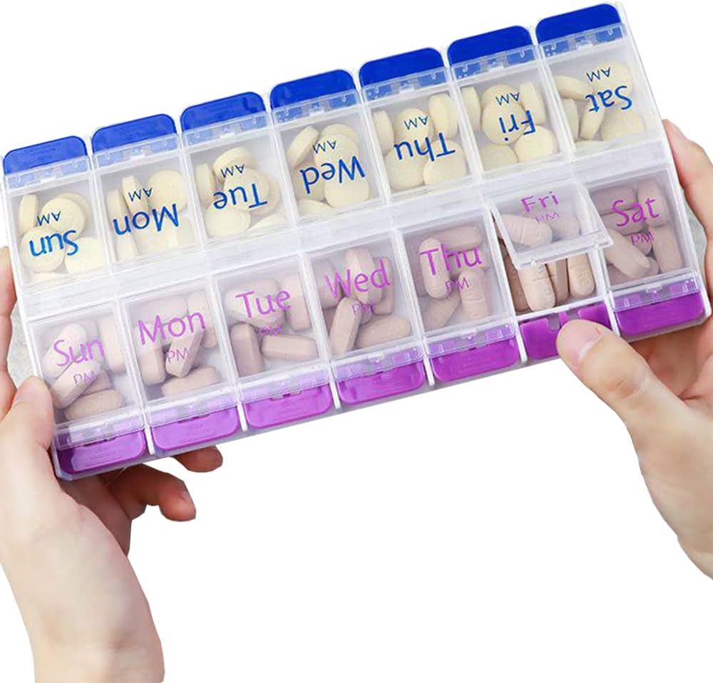 DSYSC7 Day Pill Box Organiser, Special Pill Boxes with Opening Push Button, Inno...