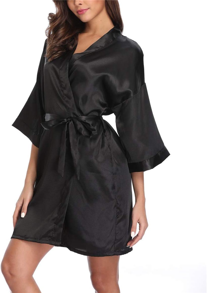 Women's Satin Kimono Robes, Special Silky Bathrobes for Bridesmaid Wedding, High...