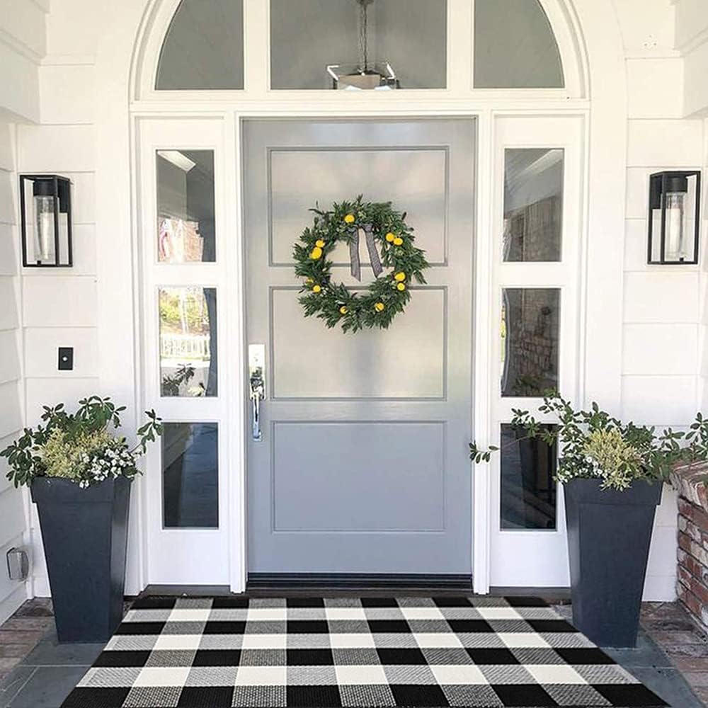 MUBIN Cotton Buffalo Plaid Rug, Special Check Rugs Hand-Woven, Unique Indoor or...