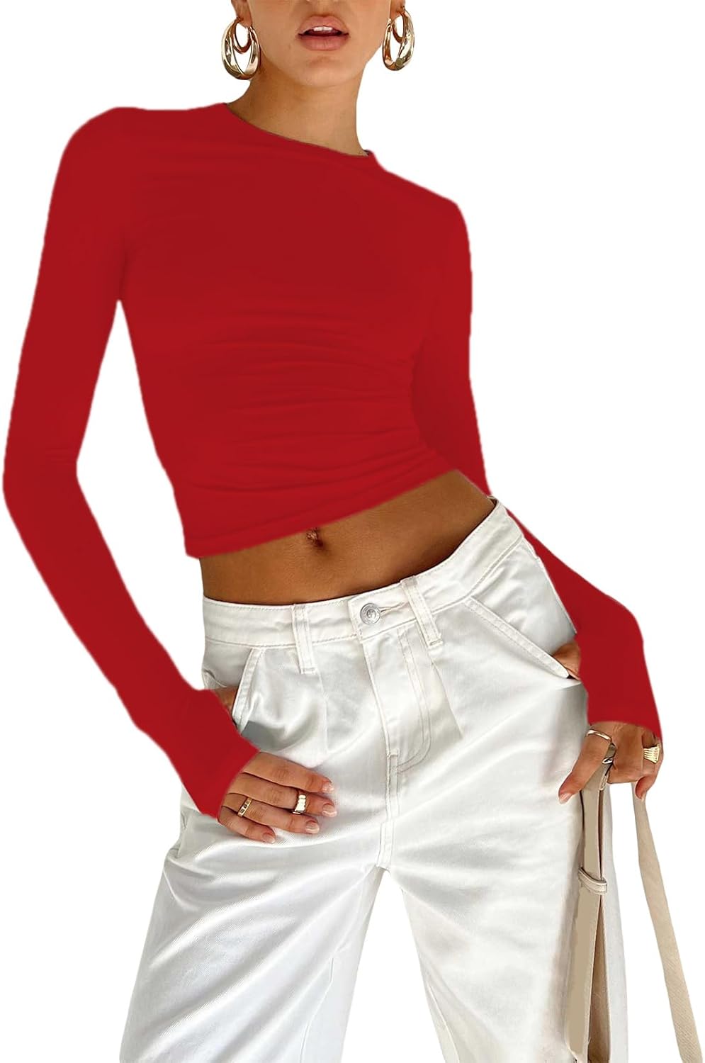 OYIGELZ Women's Basic Slim Fit Crop Tops, Special Long Sleeve Shirt, Innovative...