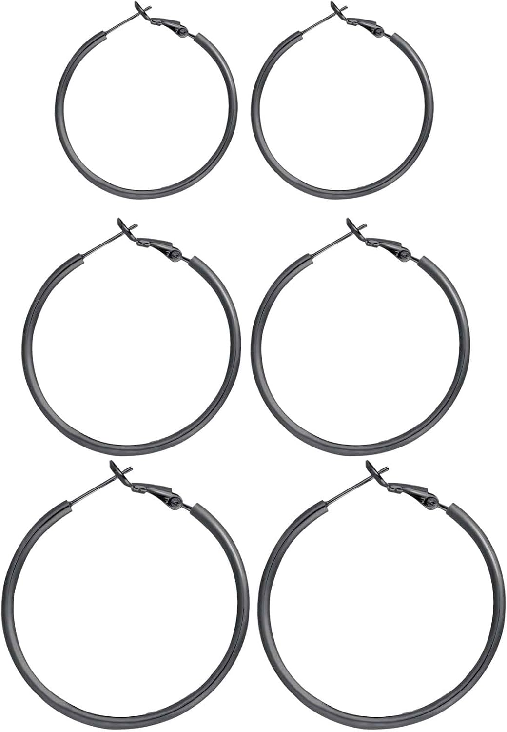 3 Pairs Sterling Silver Hoop Earrings - 14k White Gold Plated Hoop Earrings Big...