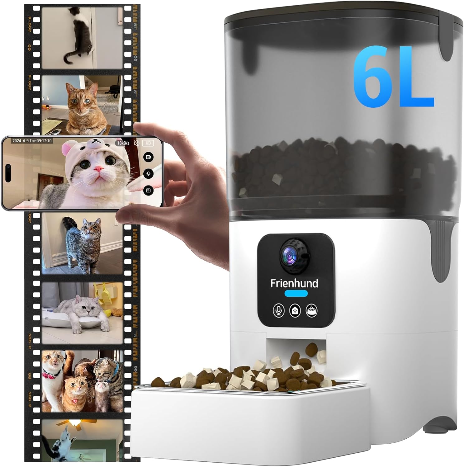 Smart Camera Automatic Cat Feeder: 1080P HD Live View with Night Vision,5G Autom...