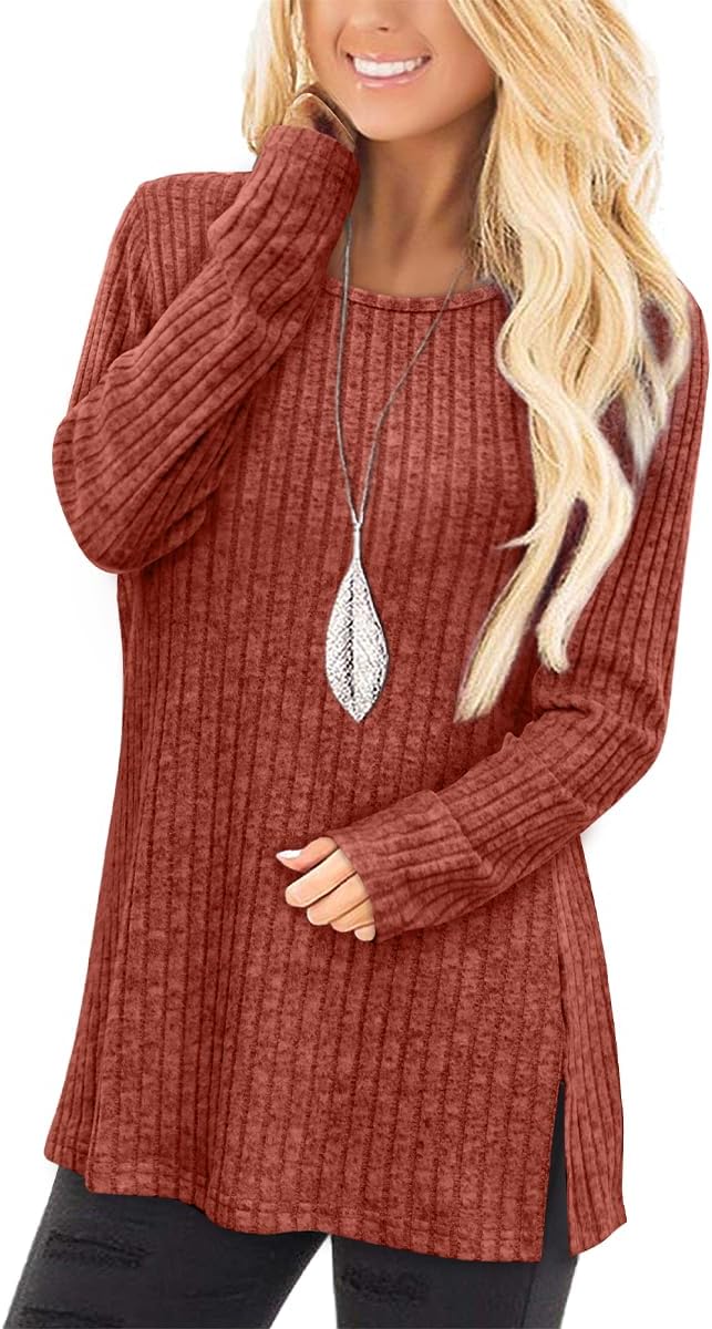 Jescakoo Womans Sweaters Long Sleeve Tunic Tops to Wear with Leggings Grey S E-c...
