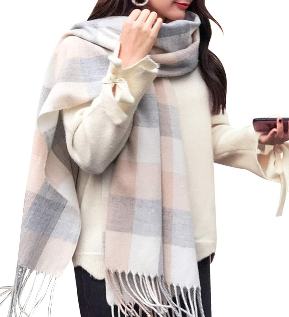heekpek Winter Long Soft Warm Tartan Check Scarves Wraps for women Wool Spinning...