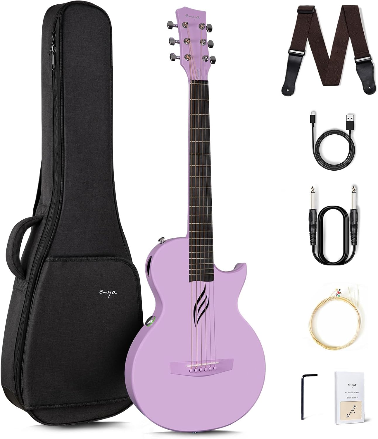 Enya NOVA Go SP1 Guitar, Special Carbon Fiber Acoustic Electric Guitar with Smar...