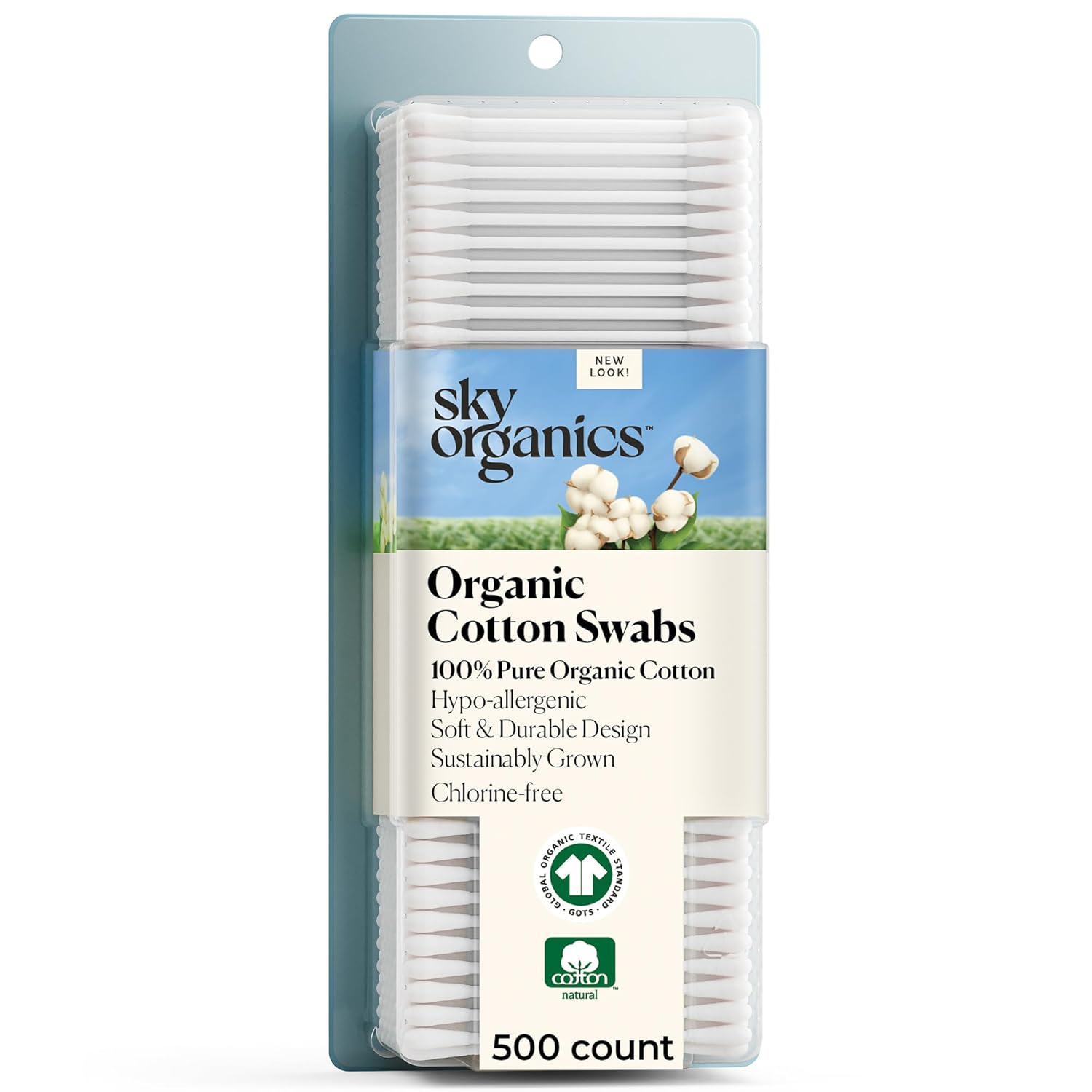 Sky Organics - Organic Cotton Swabs, 500 ct. - Ultra Soft Tips - Strong & Durabl...