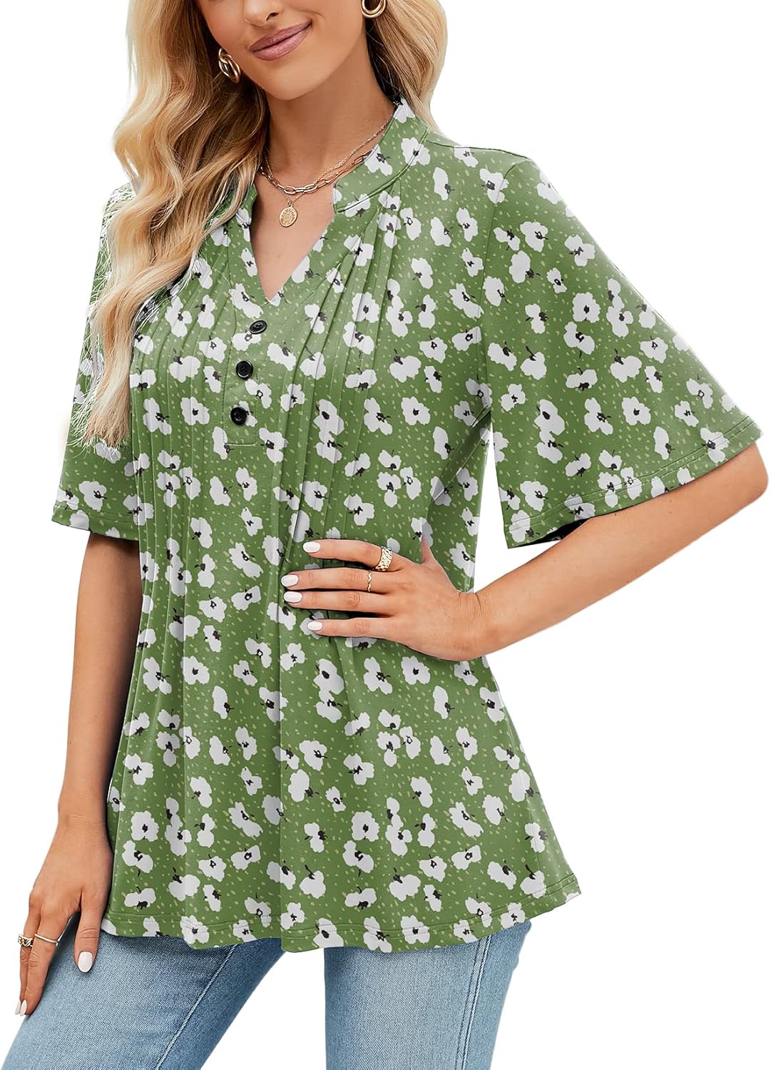 Best HOCOSIT Women's Tunic Tops, Unique Floral Pri...
