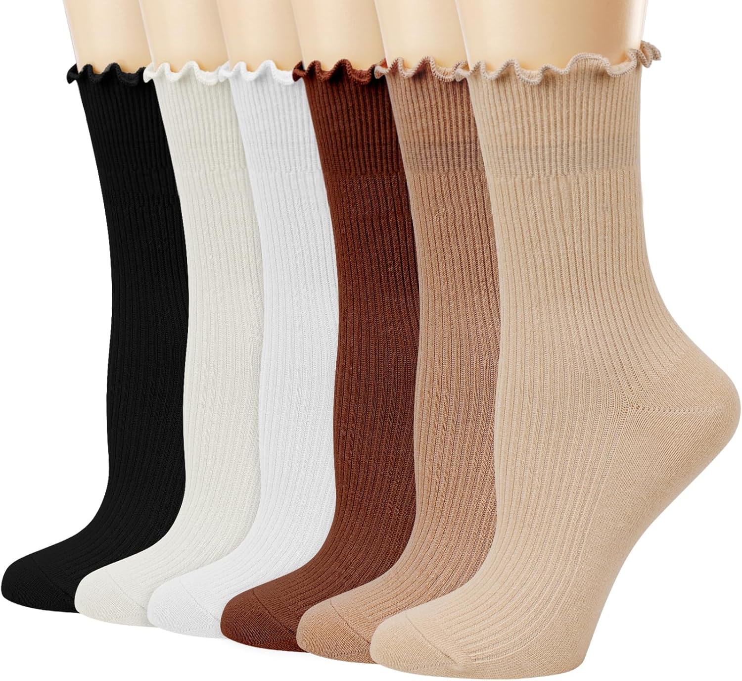 Mcool Mary Womens Socks, Ruffle Turn-Cuff Casual Crew Socks Breathable Cool Knit...