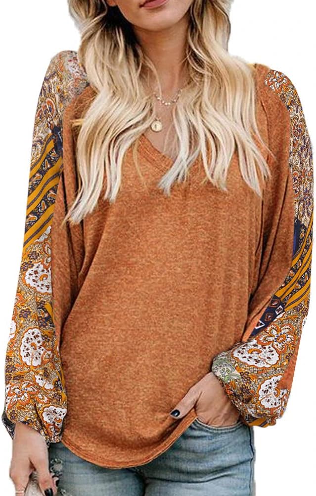 Beyove Boho Tops for Women Long Sleeve Summer Bohemian Casual Loose Fit Shirt Hi...