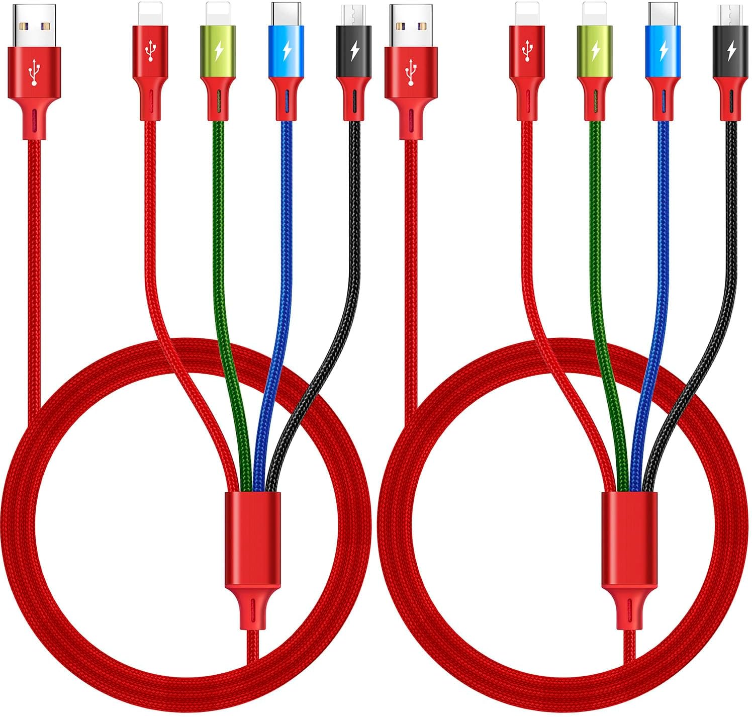 Multi Charging Cable 3.5A, [2Pack 6Ft] 4 in 1 Fast Charging Cable, Multi Chargin...