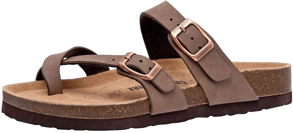CUSHIONAIRE Women's Luna Cork Footbed Sandal With +Comfort 10 Brown