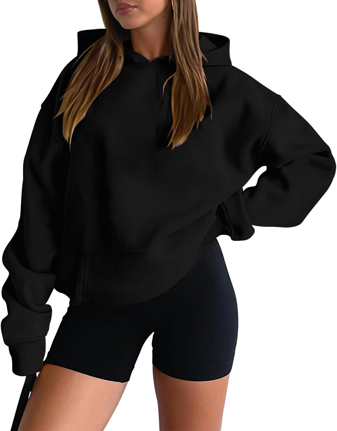 onlypuff Women Hoodies Casual Pullover Long Sleeve Sweatshirt Kangaroo Pocket Dr...