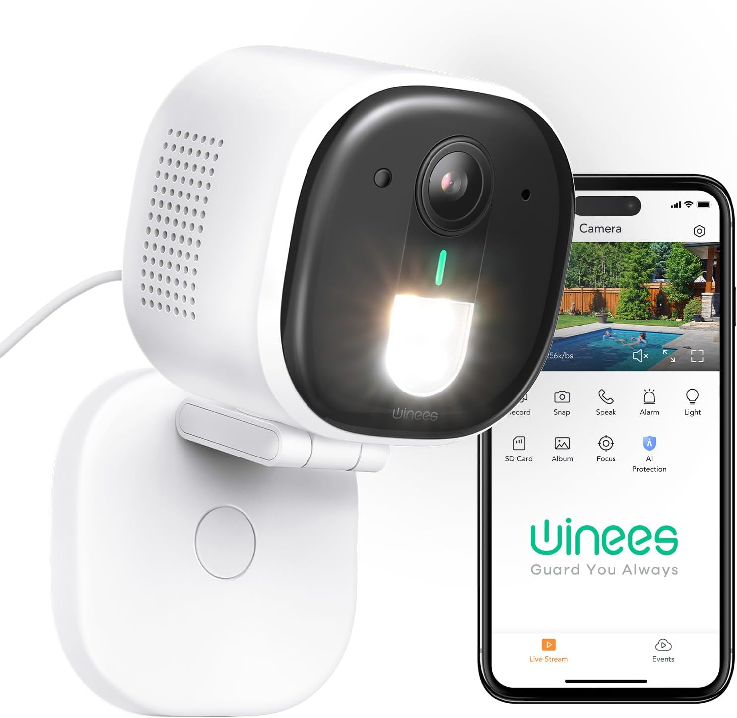 winees Security Cameras Outdoor, Wired 2K Wi-Fi Cameras for Home Security, 2.4G...