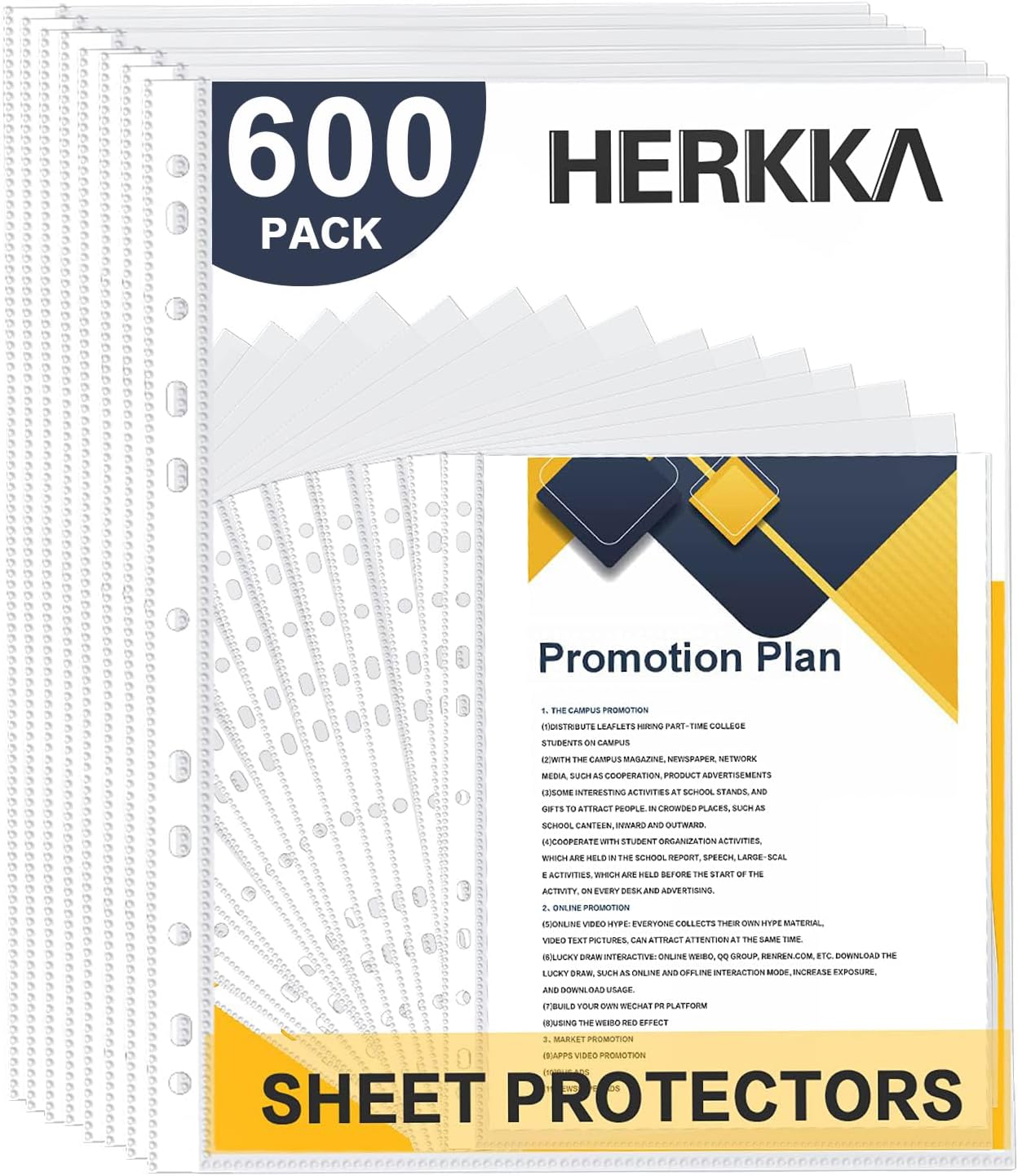 Sheet Protectors, HERKKA 600 Pack Upgrade Clear Plastic Page Protectors Sheet Re...