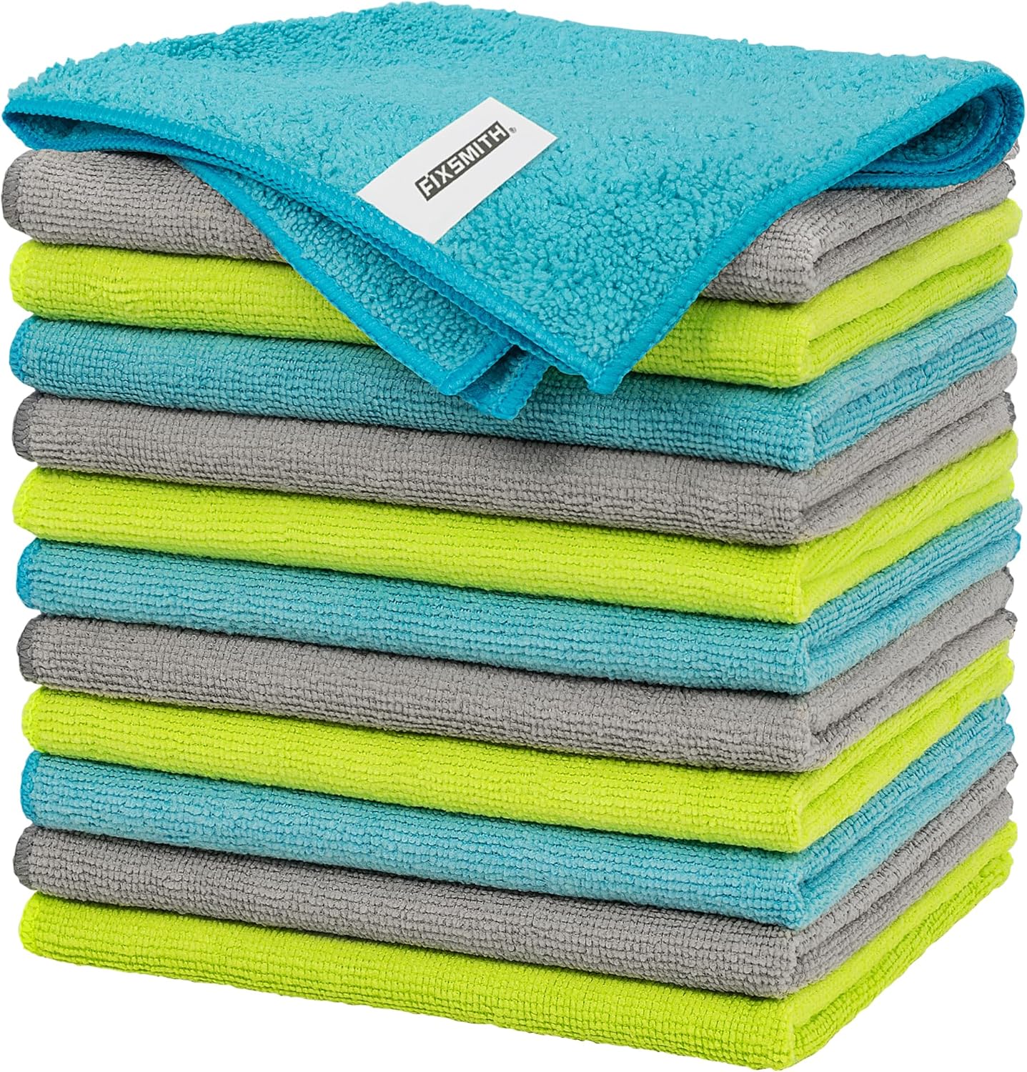 FIXSMITH Microfibre Cleaning Cloth - Pack of 12, Multi-Functional Cleaning Towel...