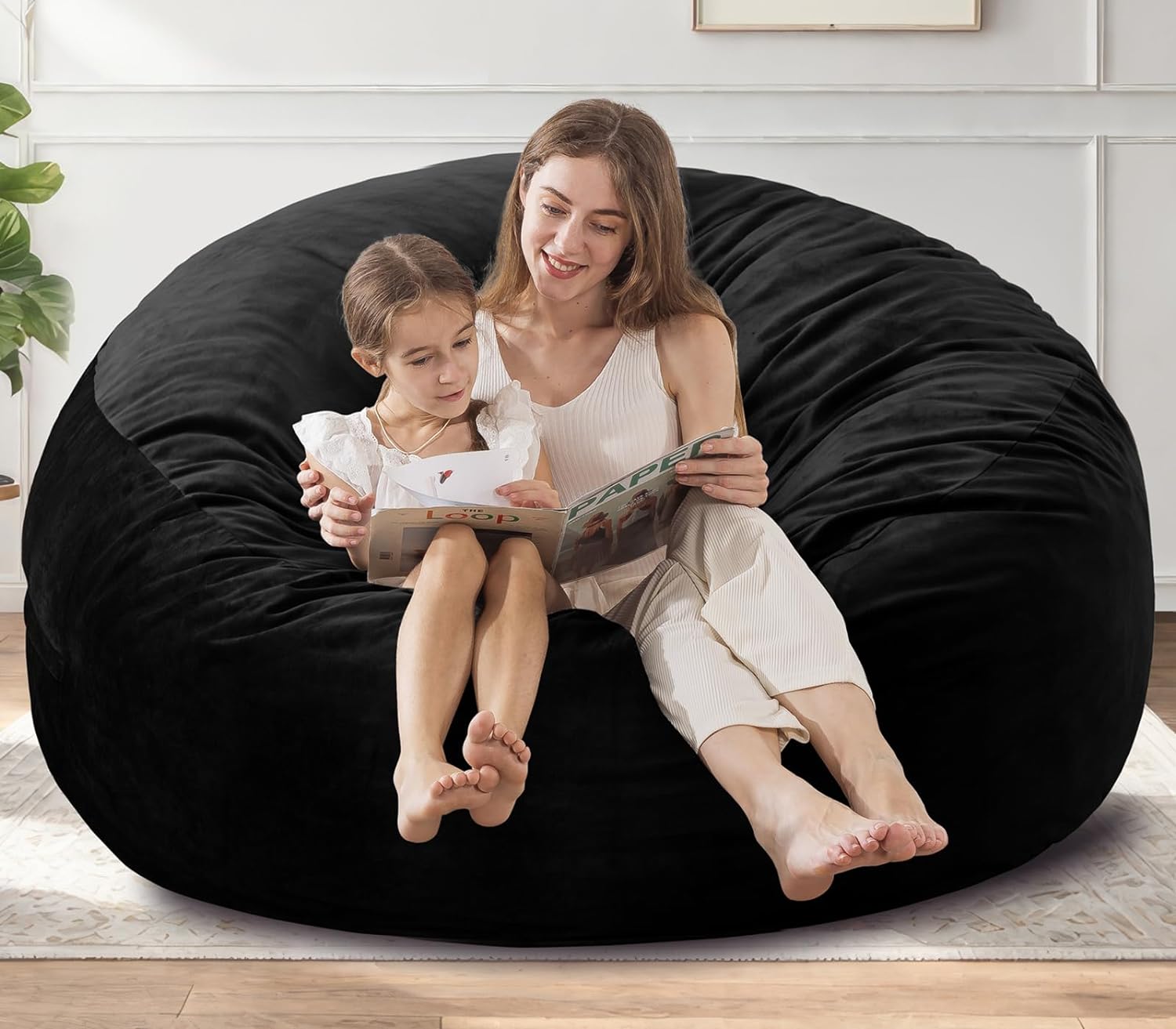 [Removable Outer Cover] Large Bean Bag Chair, 4 ft Bean Bag Chairs for Adults/Ki...
