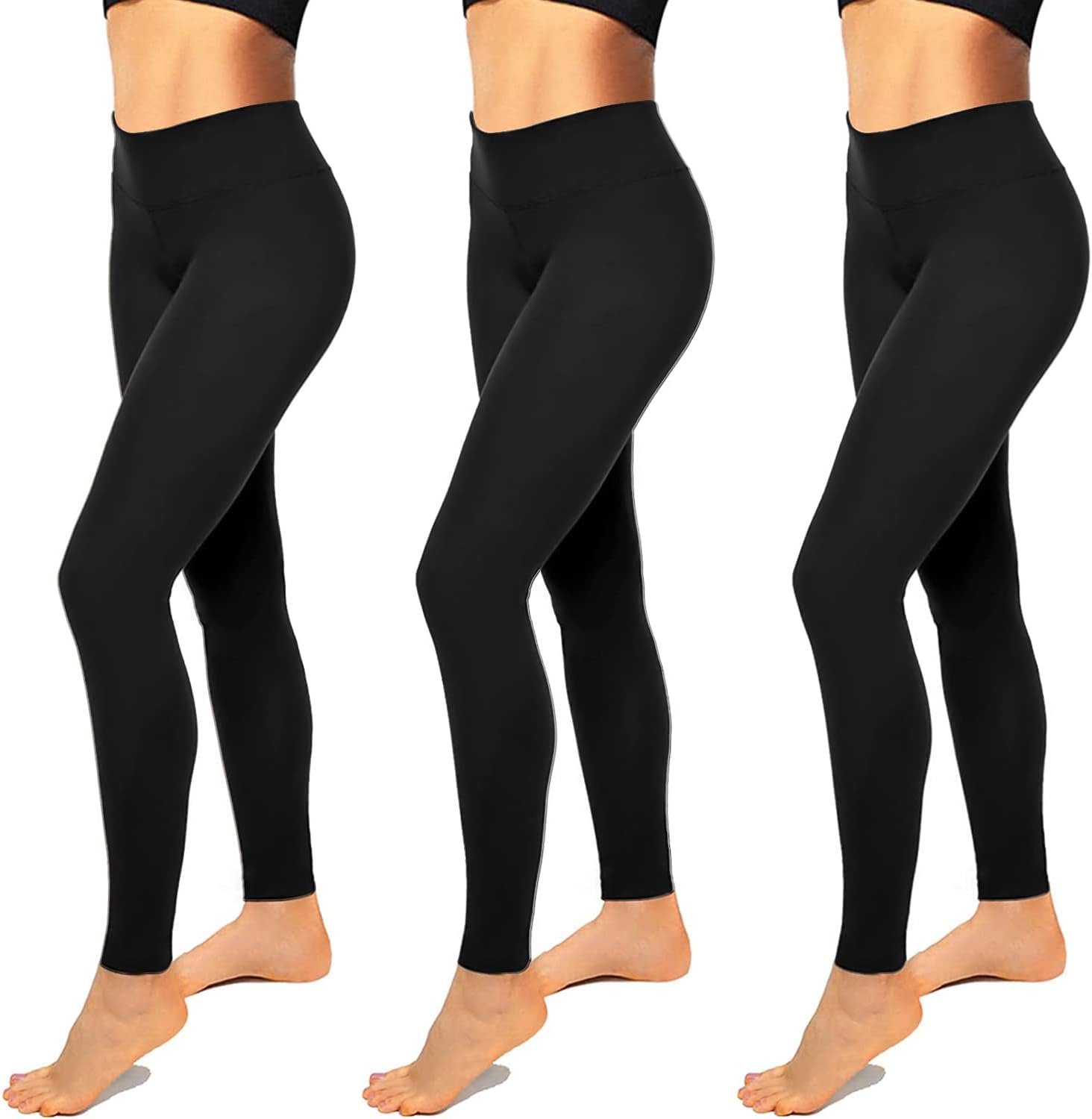 High Waisted Leggings for Women-Womens Black Seamless Workout Leggings Running T...