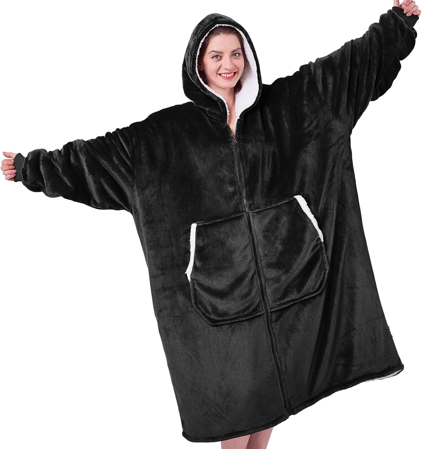 JOYWOO Oversized Wearable Blanket Hoodie, Long Hooded Blanket for Adult, Birthda...