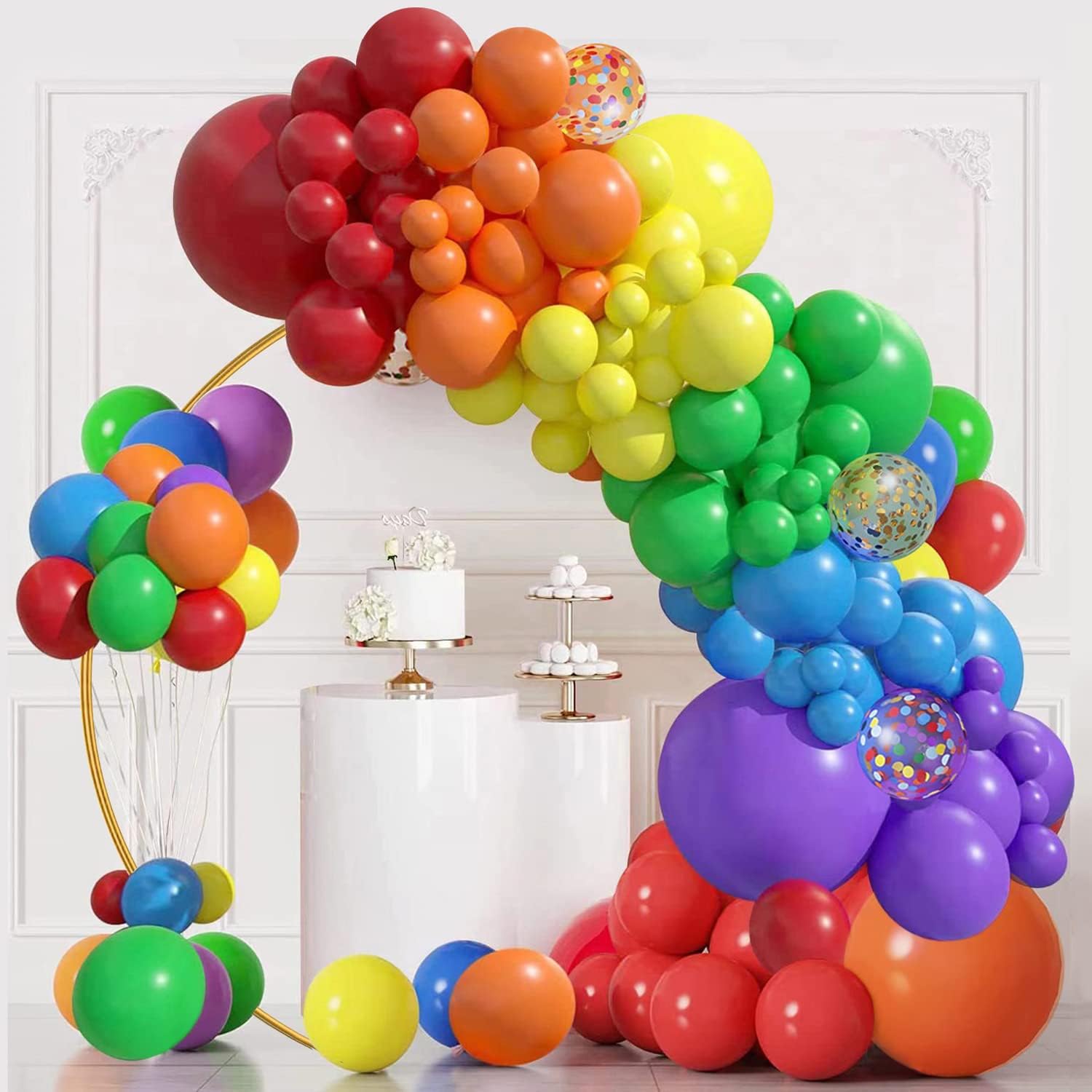 Rainbow Balloons 120pcs Rainbow Balloon Garland Arch Kit, 18 12 10 5 Inch Multic...