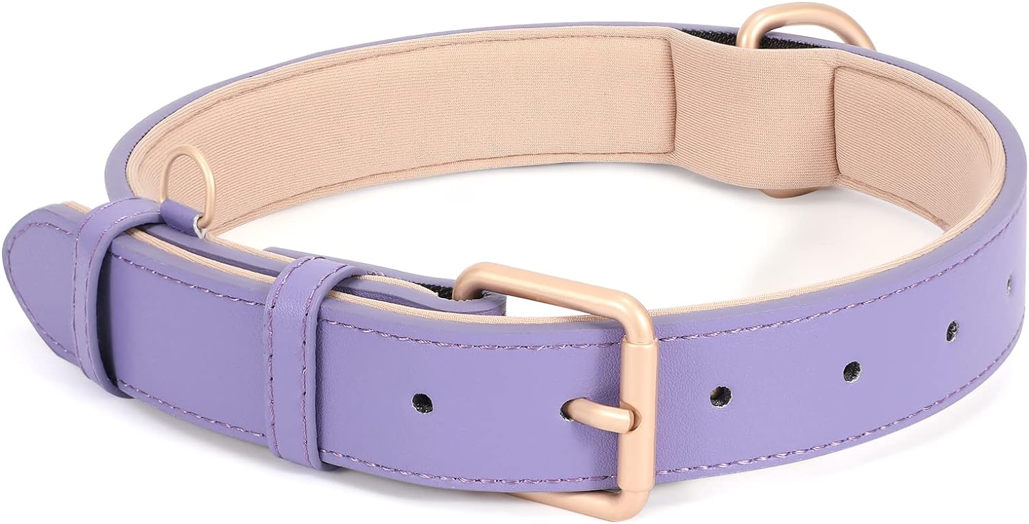 JASGOOD Leather Dog Collar for Small Medium Large Dog Adjustable Soft Breathable...