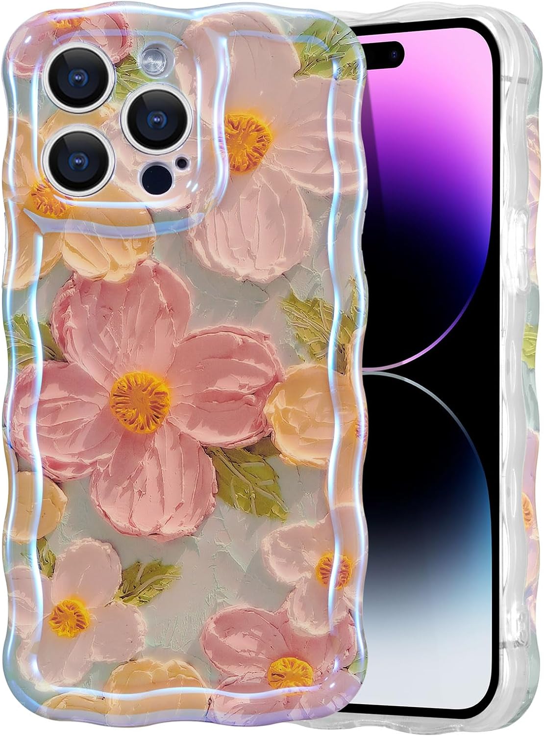 EYZUTAK Case for iPhone 13 Pro Max, Colorful Retro Oil Painting Printed Flower L...