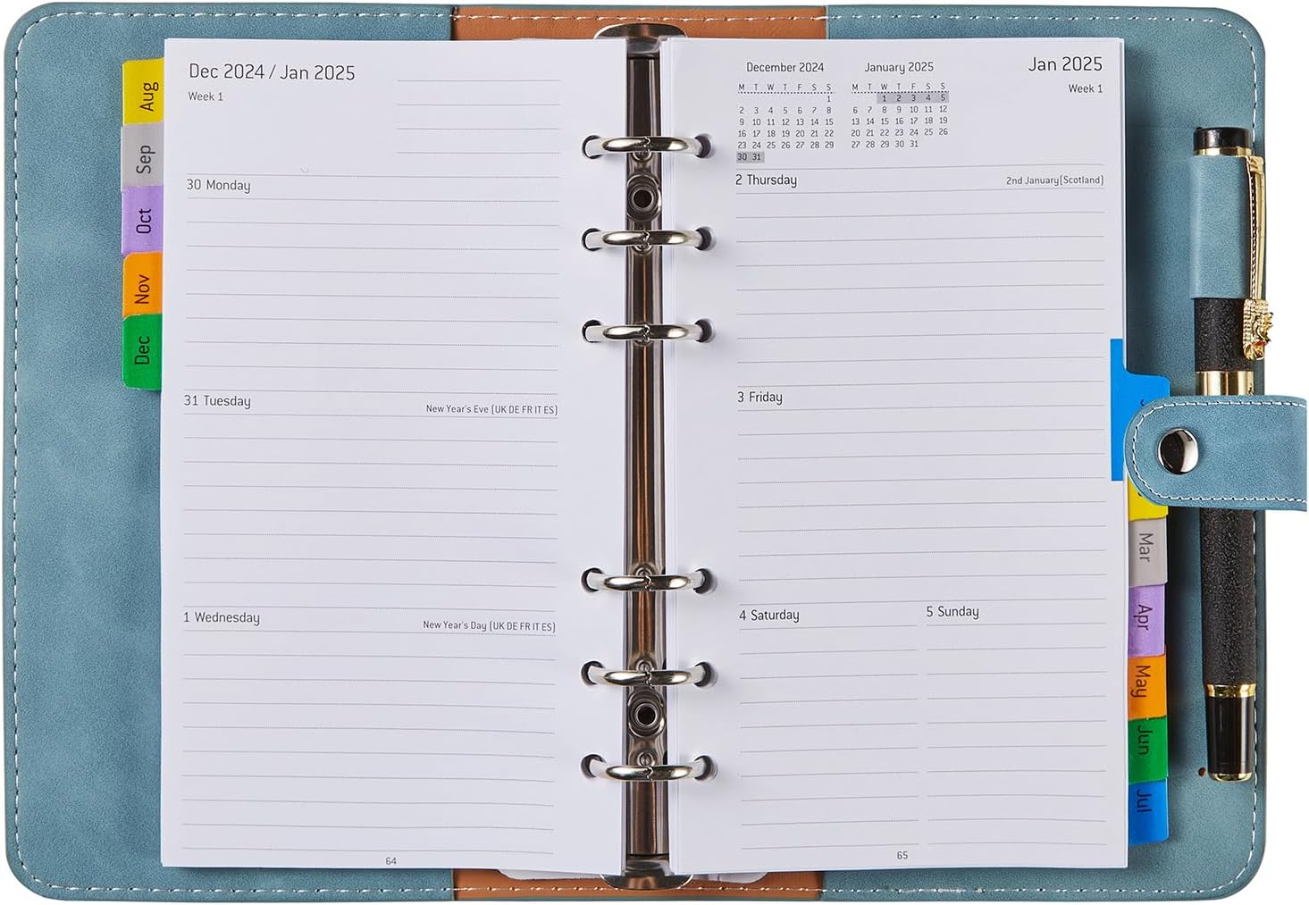 Academic Diary 2024-2025 Week to view Personal Size, Refillable, Monthly Tabs, P...
