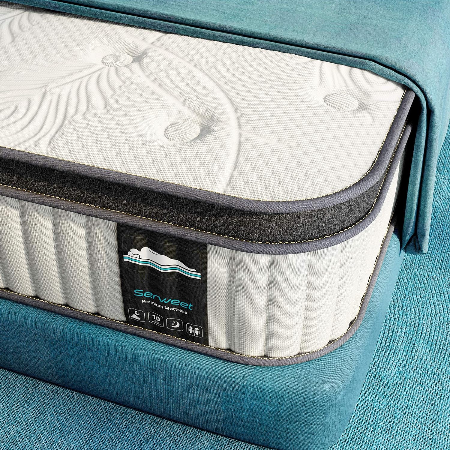 Serweet 4FT6 Memory Foam Hybrid 25cm Double Mattress - Heavier Coils for Durable...