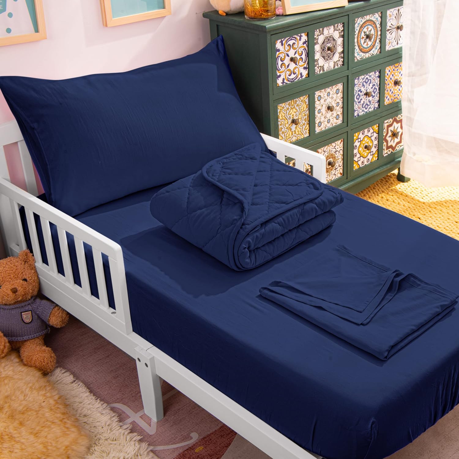 NTBAY Toddler Bedding Set - 4 Piece Soft and Breathable Crib Bedding Set for Boy...