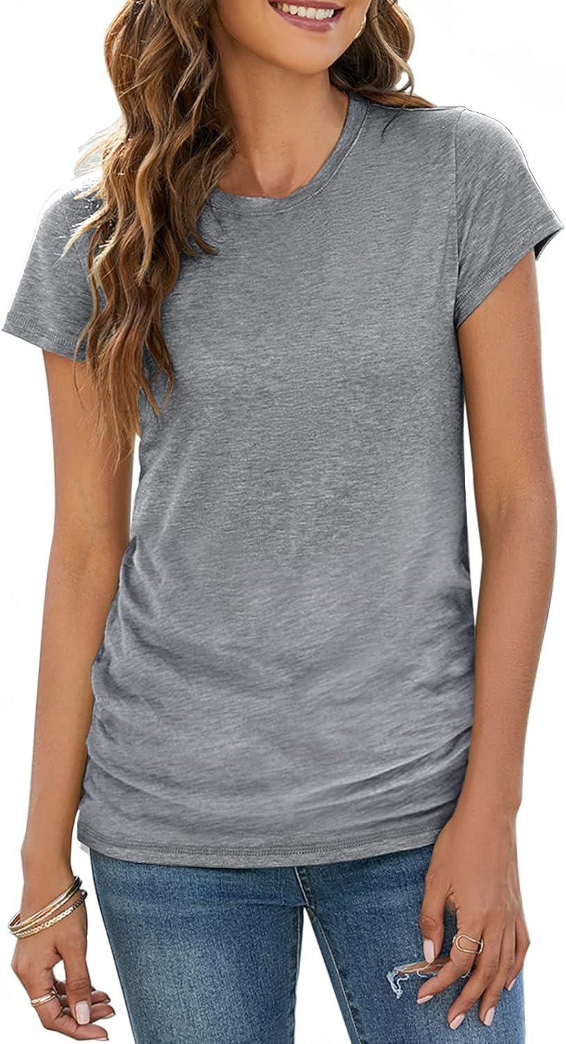 Sherosa Womens T Shirts Short Sleeve Crew Neck Shirts Basic Tee Tops Blouse Larg...