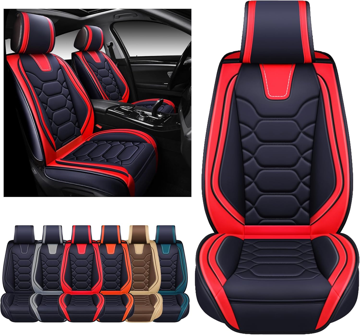 OASIS AUTO Car Seat Covers Premium Waterproof Faux Leather Cushion Universal Acc...