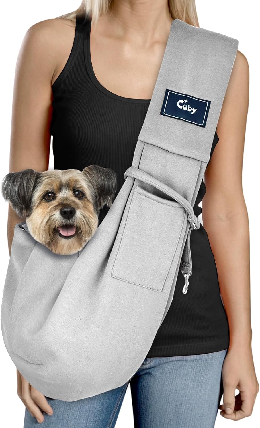 CUBY Dog and Cat Sling Carrier - Hands Free Reversible Pet Papoose Bag - Soft Po...