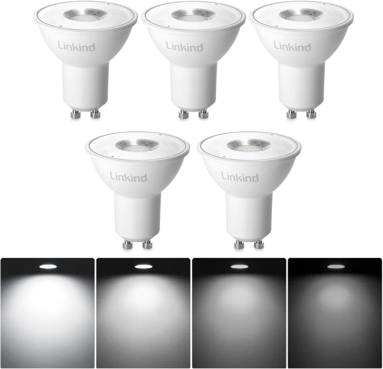 Linkind Dimmable GU10 LED Bulbs, Daylight 5000K, 5.7W MR16 LED Spotlight 660lm,...