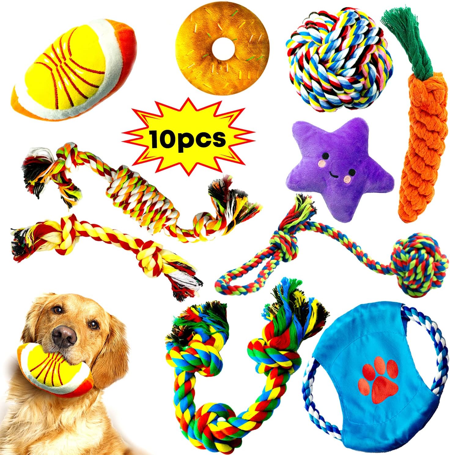 Decyam Dog Toys 10 Pcs Puppy Toys: Dog Chew Toy for Small Dogs Dog Rope Toy Pupp...