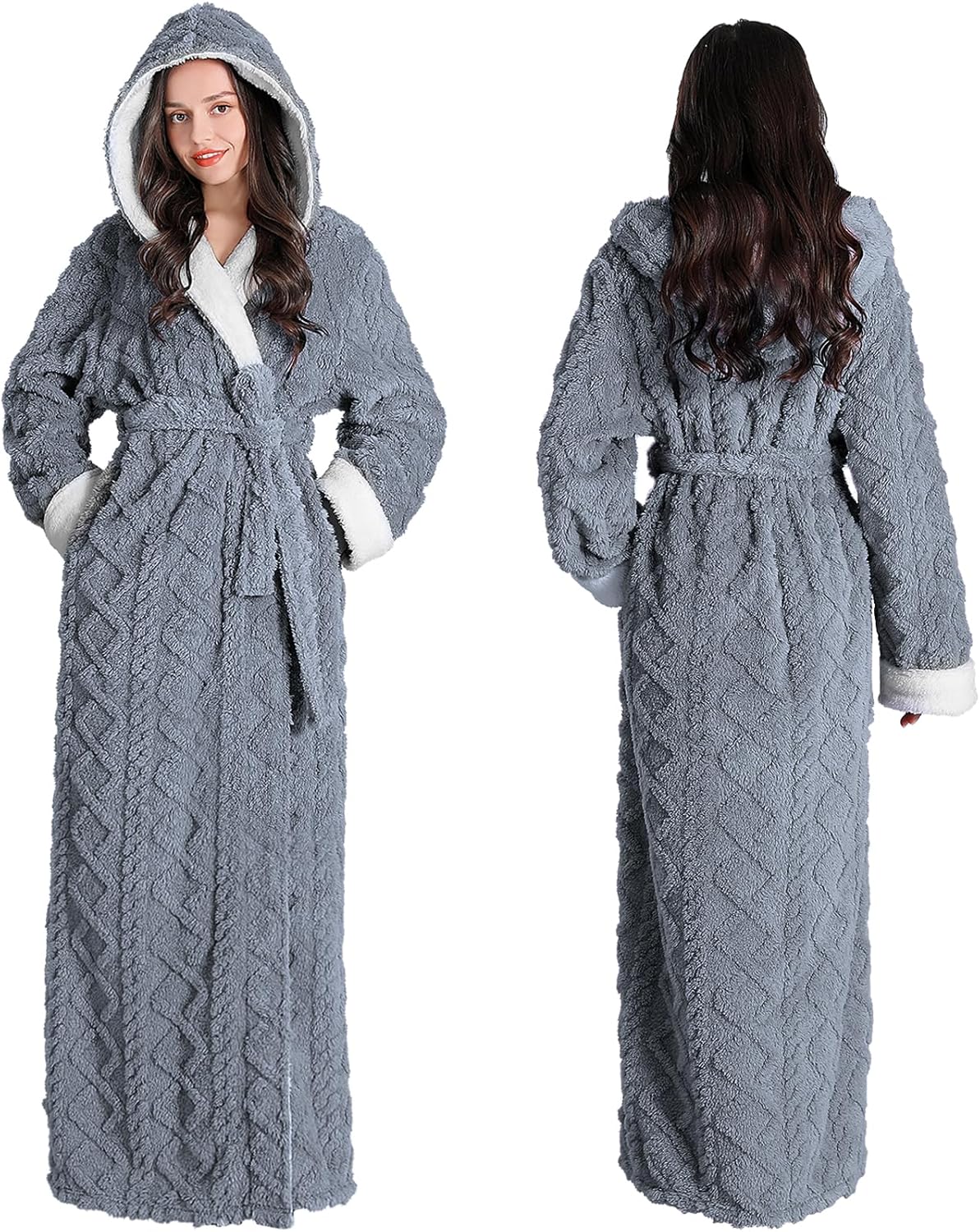 Oksun Womens Long Dressing Gown Robe Full Length Ladies Fluffy Plus Size Fleece...
