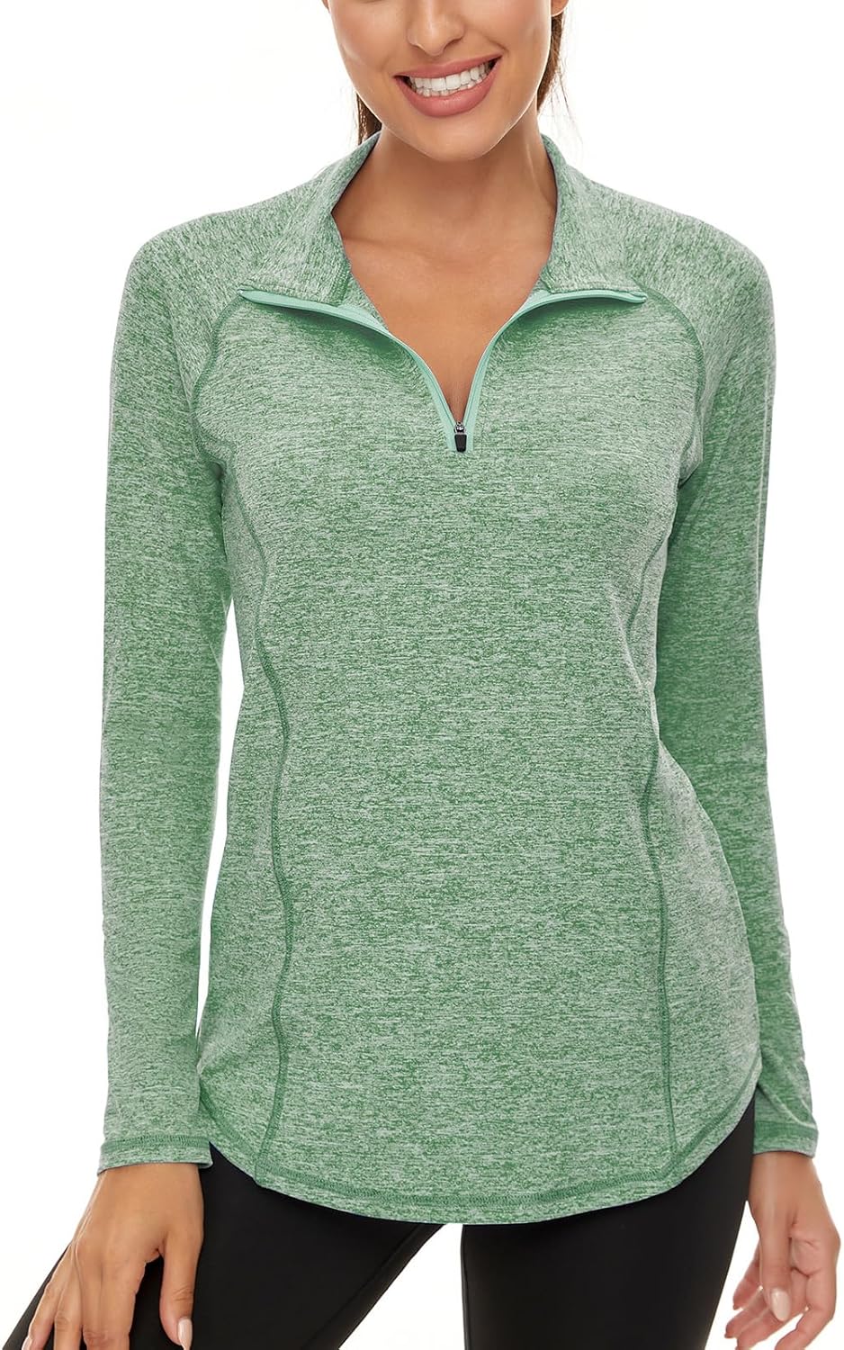 Akiooue Womens Long Sleeve UPF 50+ Running Tops 1/4 Zip Gym Sports Workout Cycli...