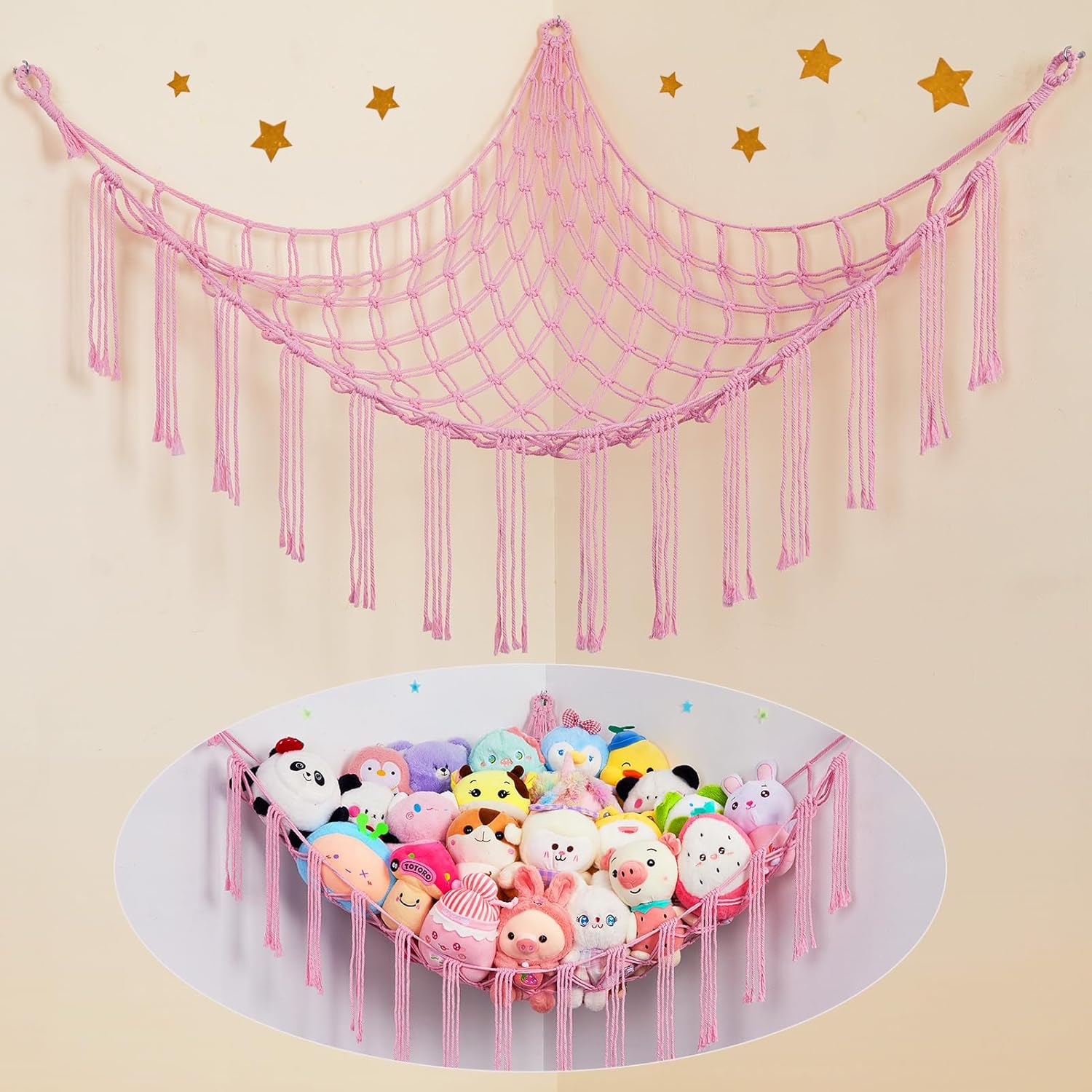 MHJY Toy Storage Hammock for Stuffed Animals Soft Cuddly Plush Toys Macrame Net...