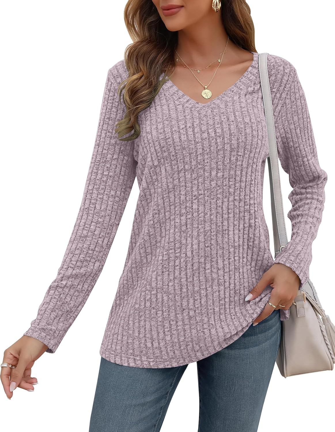 AUSELILY Womens Lightweight Jumpers, Special Casual Solid Color Pullovers, Innov...