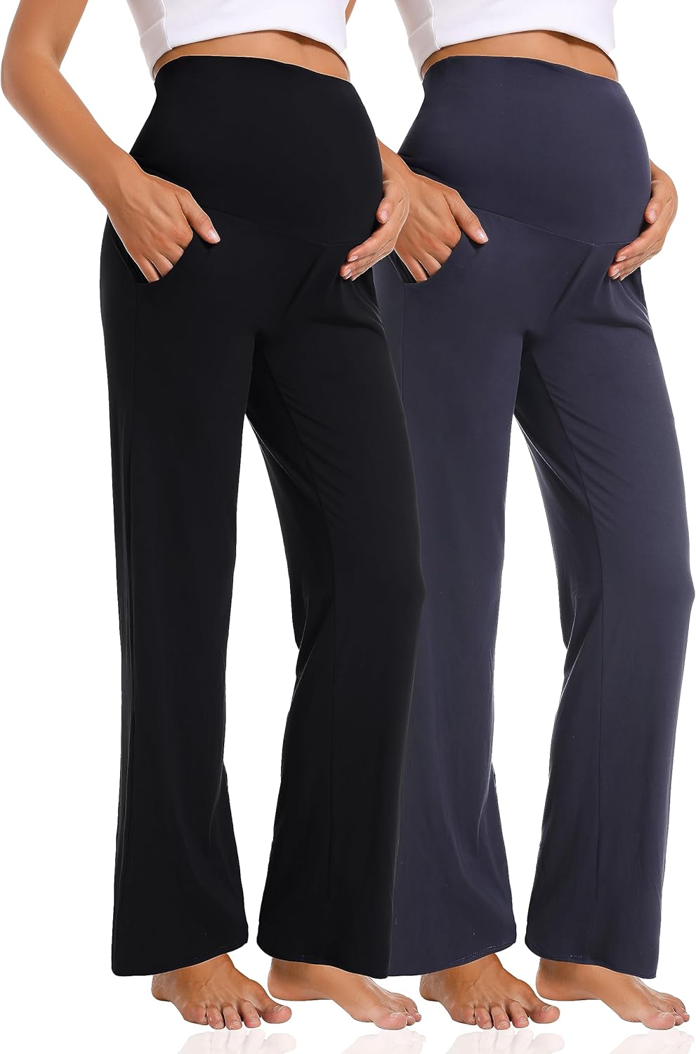 Foucome Women's Maternity Pants Casual Loose Wide Leg Cozy Pant Pregnancy Palazz...