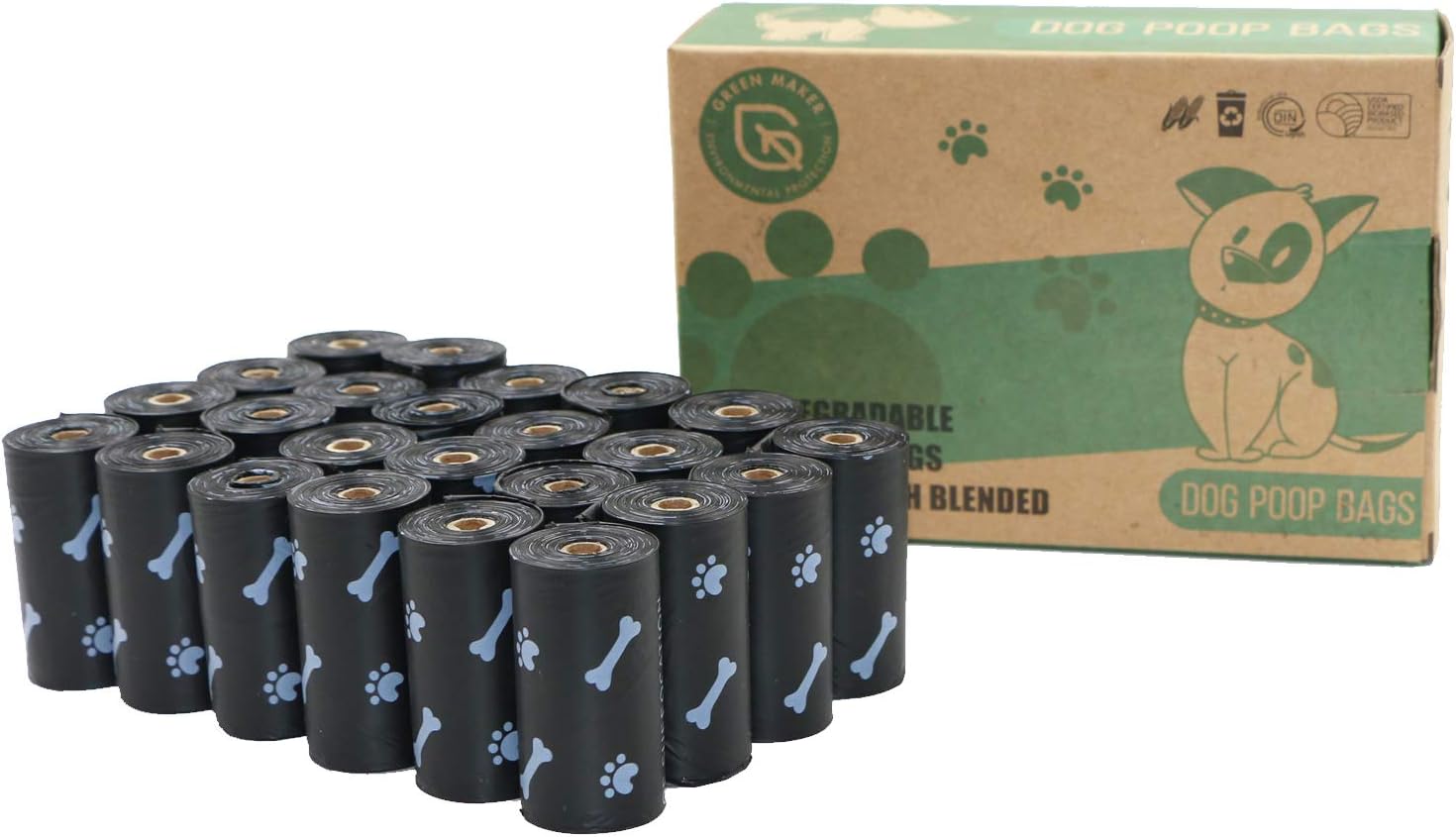 Green Maker Biodegradable Dog Poop Bags, Special Extra Thick Dog Waste Bags, Inn...