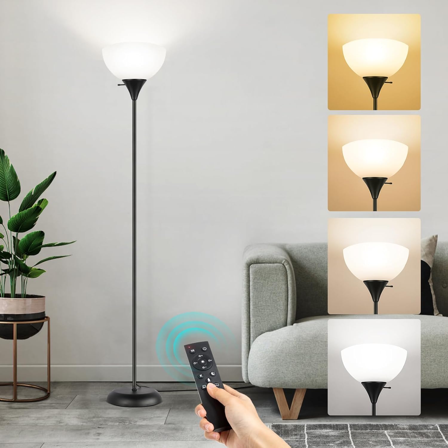OUTON Dimmable Upligther Floor Lamp with Remote Control, 3000K-6000K Adjustable...