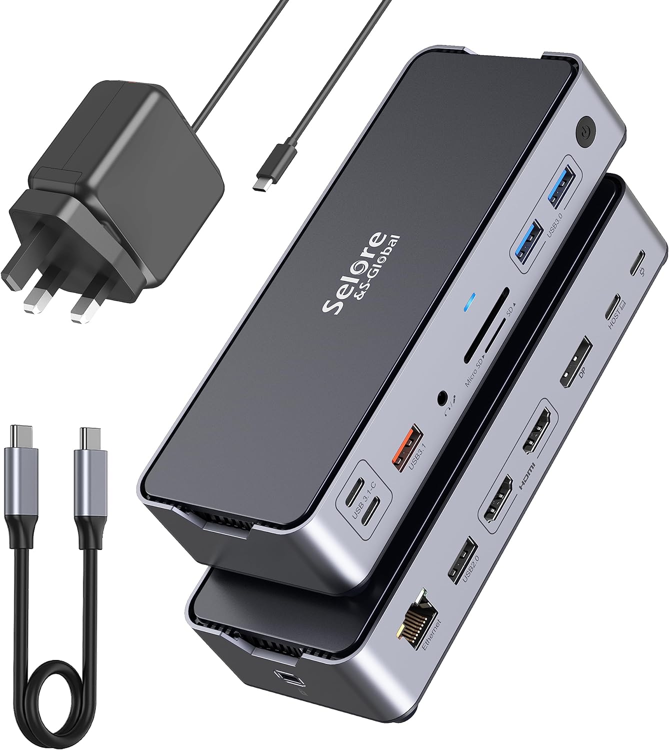USB C Docking Station with 65W Power Adapter 15 IN 1 Docking Station Dual Monito...
