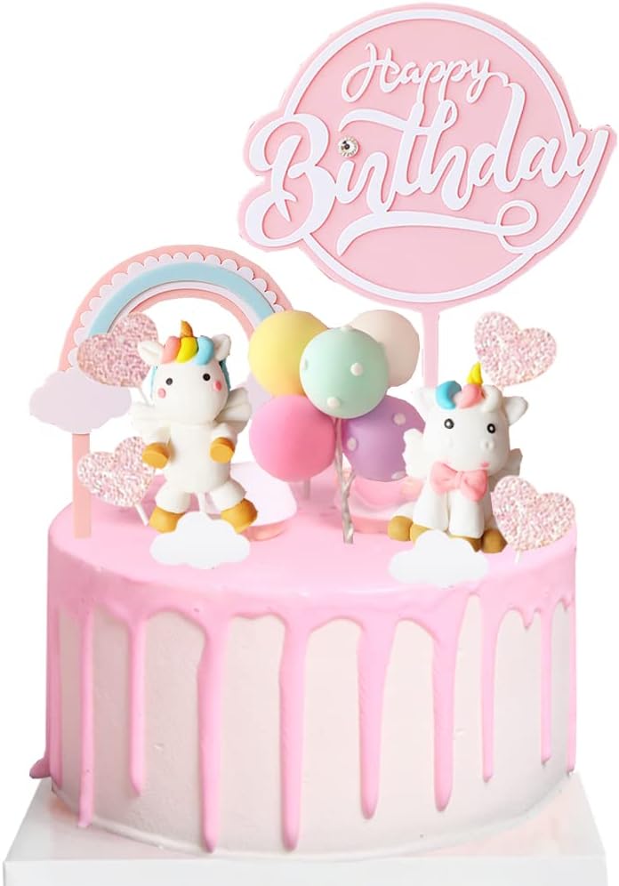 Unicon Cake Topper Cake Decoration Macaroon Cake Topper Rainbow Happy Birthday B...