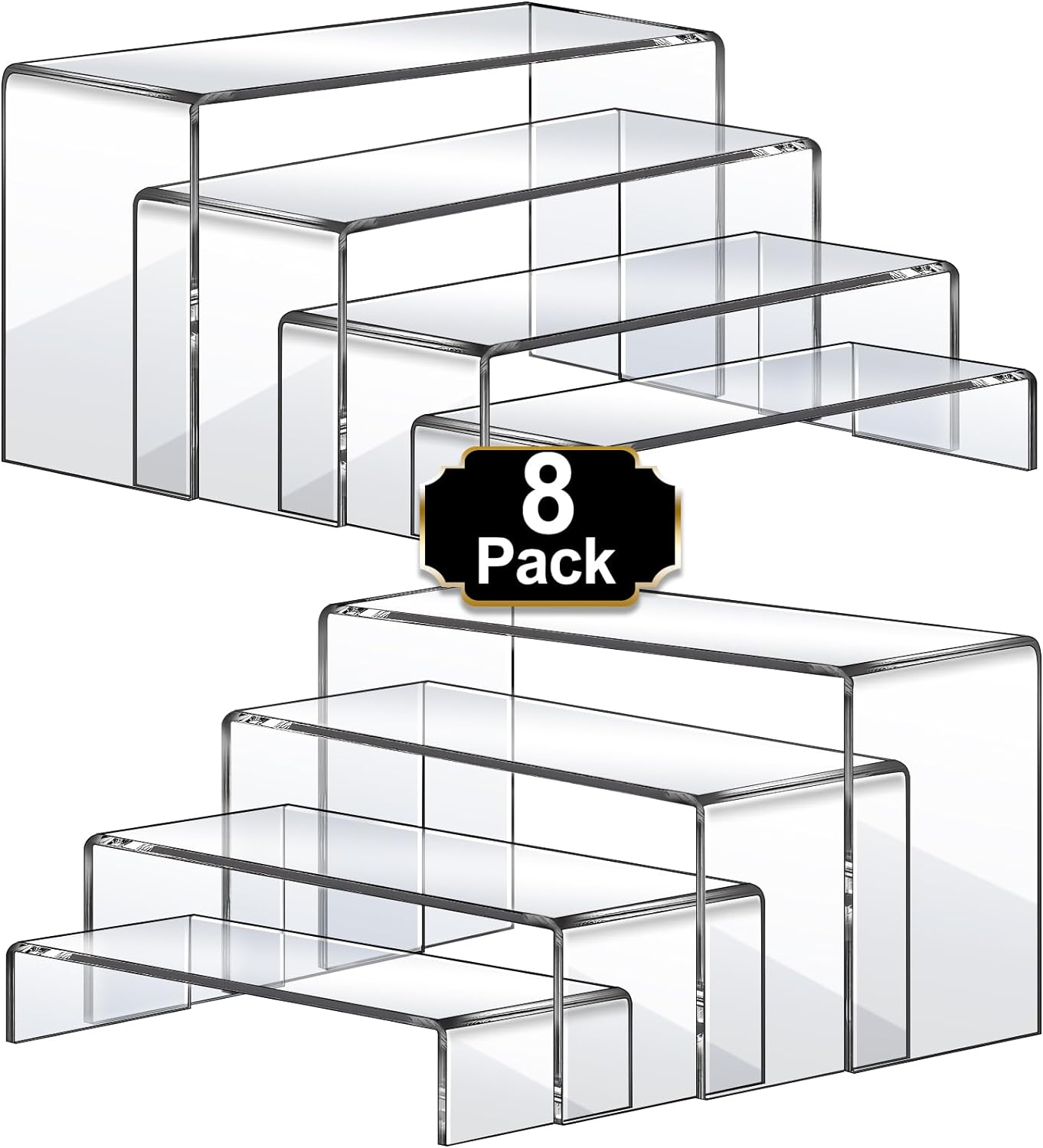 Aheroi Large Acrylic Risers, 8 Pcs 2 Set Acrylic Display Set Rectangular Stands...