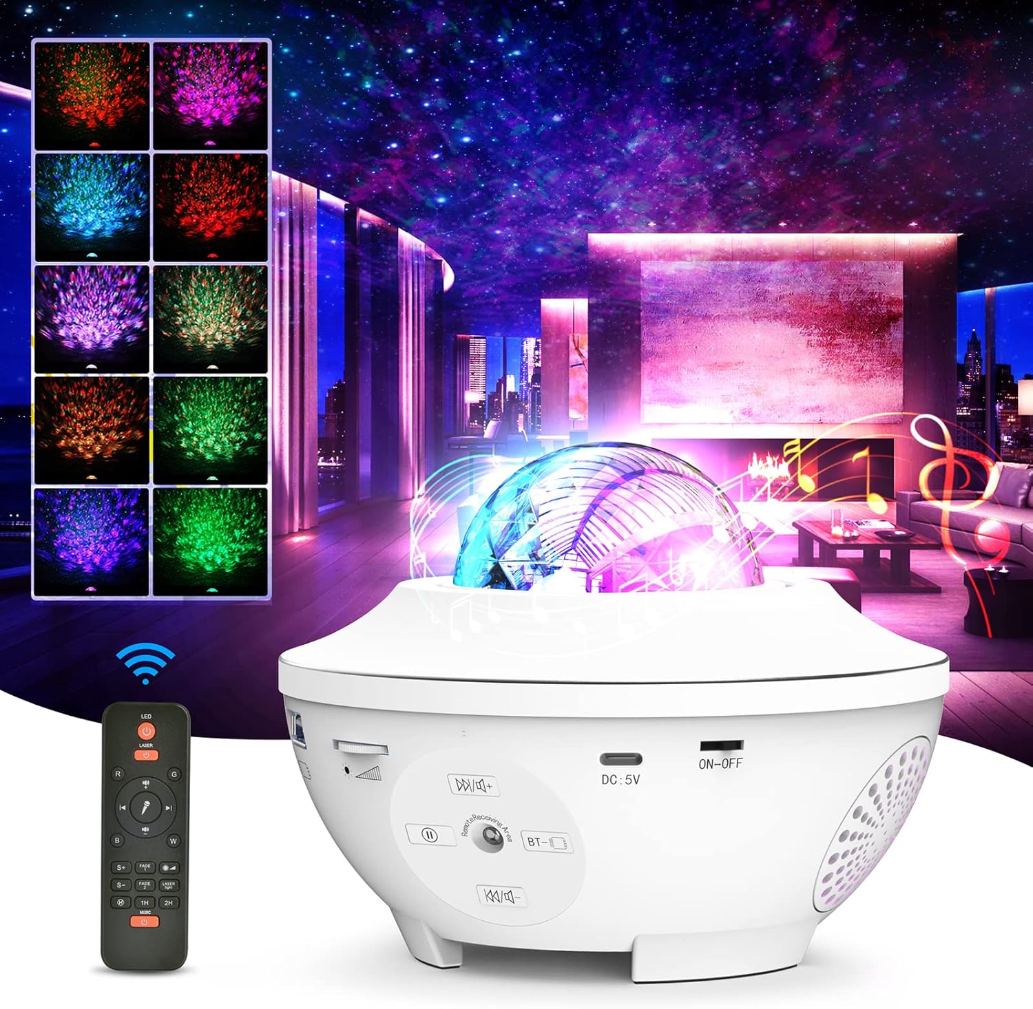 Galaxy Projector Star Projector Light Ocean Wave LED Night Light for Kids Night...