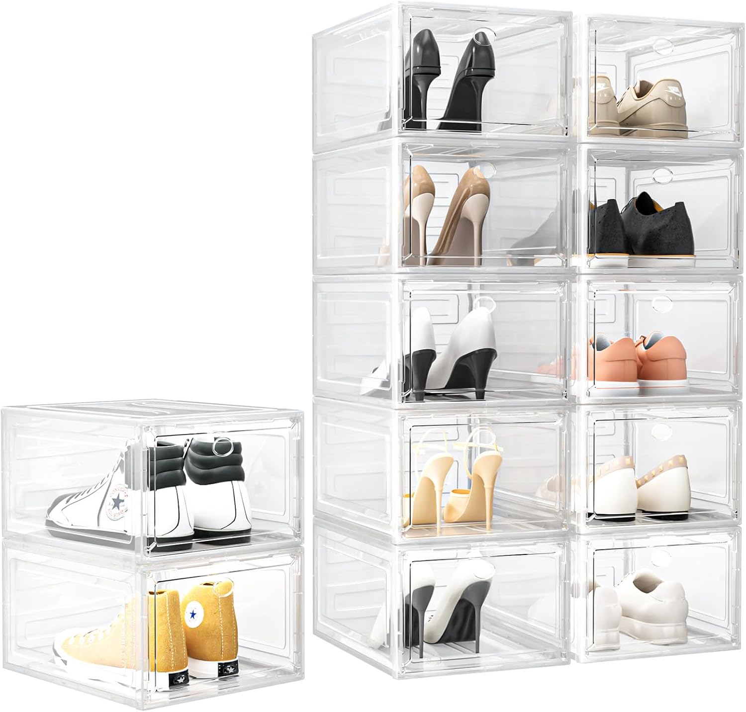 Upgrade Harder Shoe Organizer, Special Solid Plastic Shoe Organizer with Magneti...
