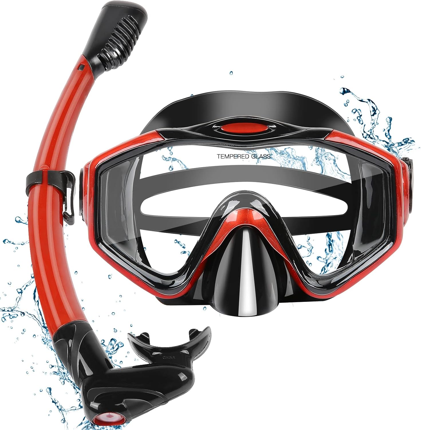 KUYOU Snorkel Set Adults Dry Top Snorkel Mask,180°Panoramic Wide View Diving Mas...