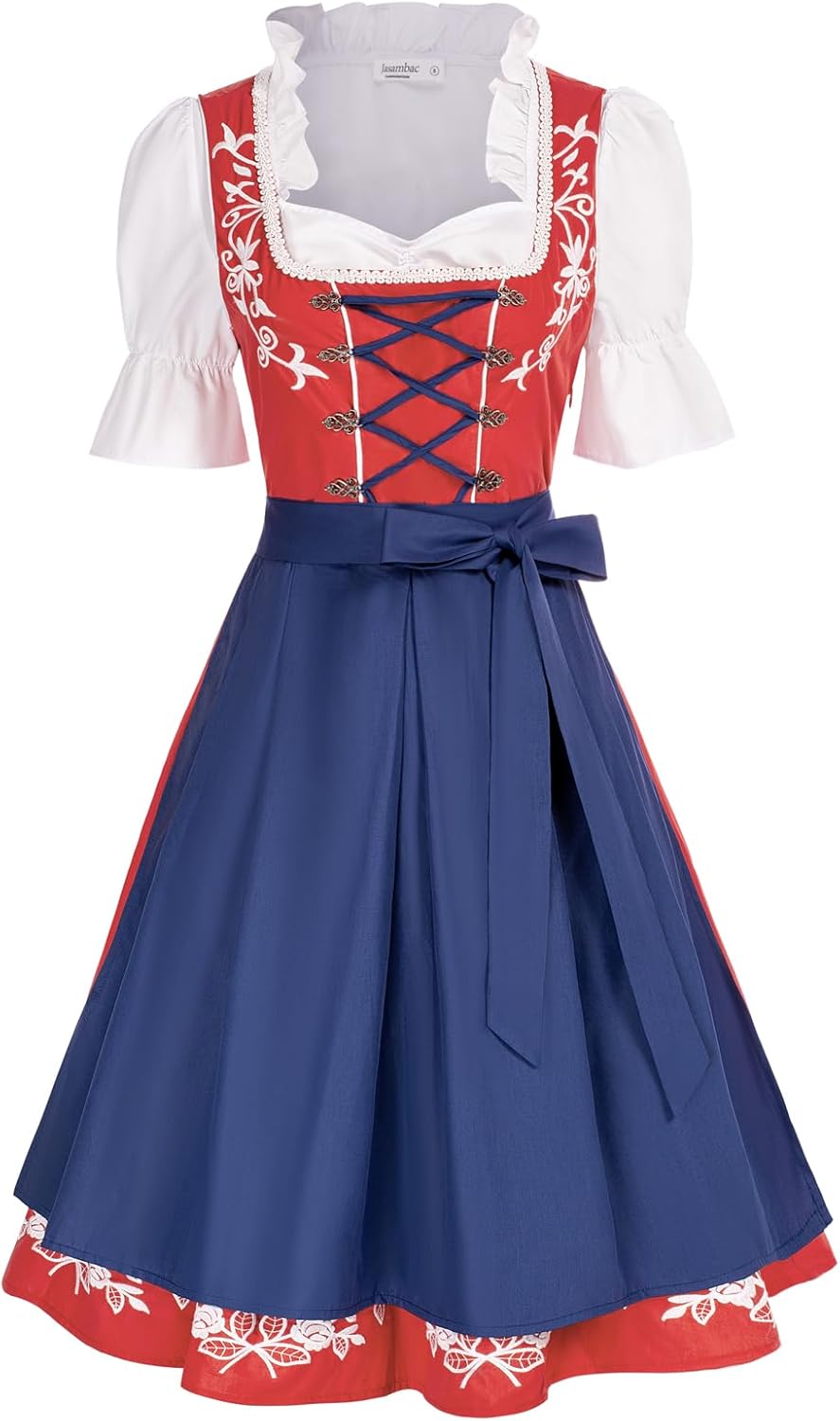 JASAMBAC Women's German Dirndl Dress, Special 3 Piece Oktoberfest Outfit, Unique...
