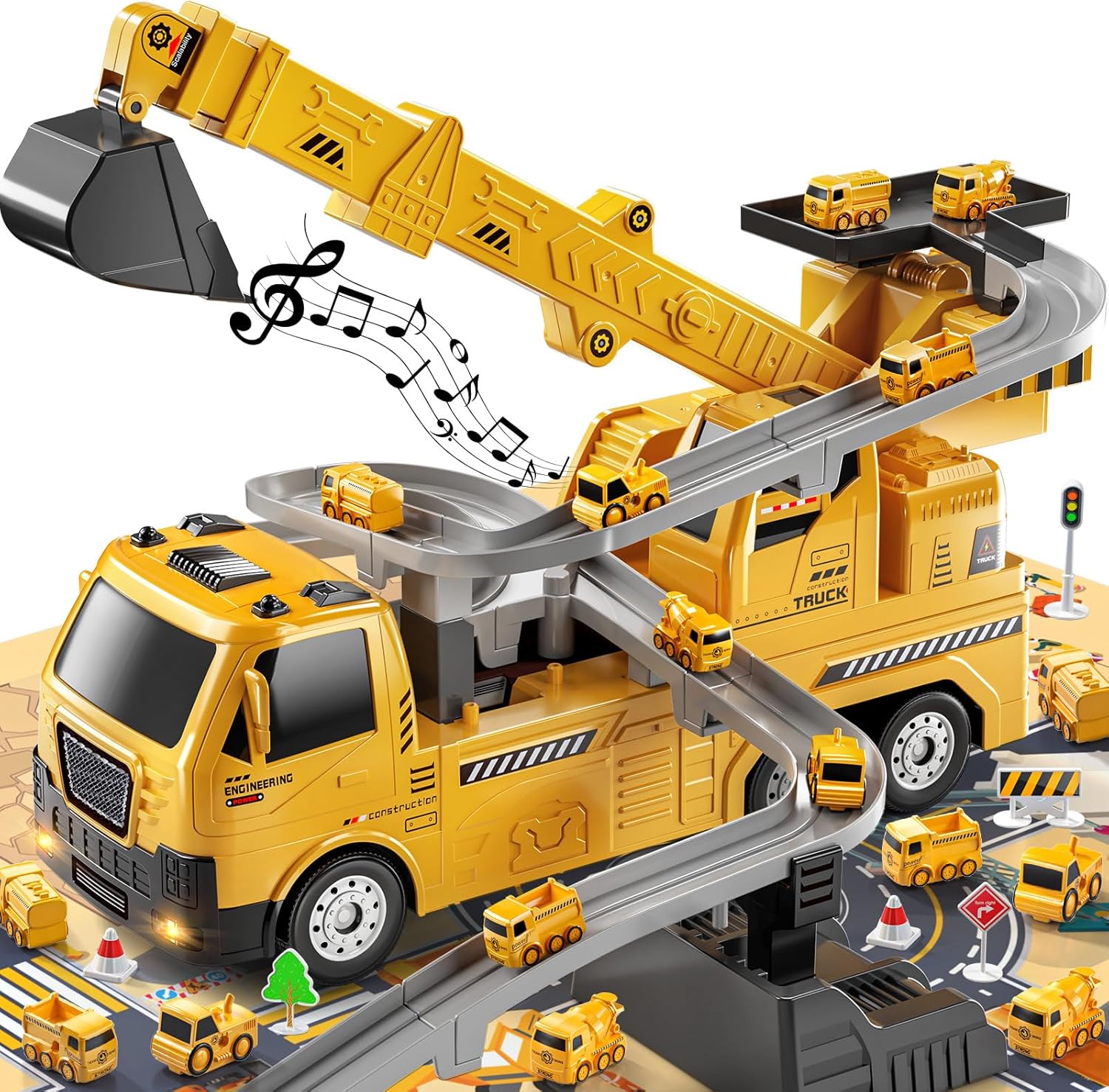 TEMI Engineering Crane, Kids Construction Truck Toys for 3 4 5 6 7 Years Old - C...